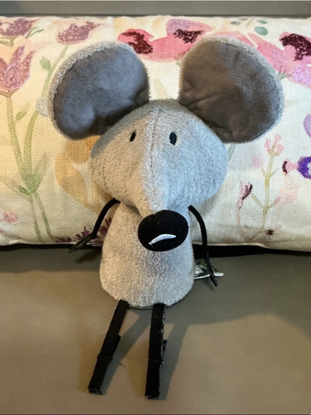 Grey Plush Mouse Stuffed Animal - Soft Cuddly Toy